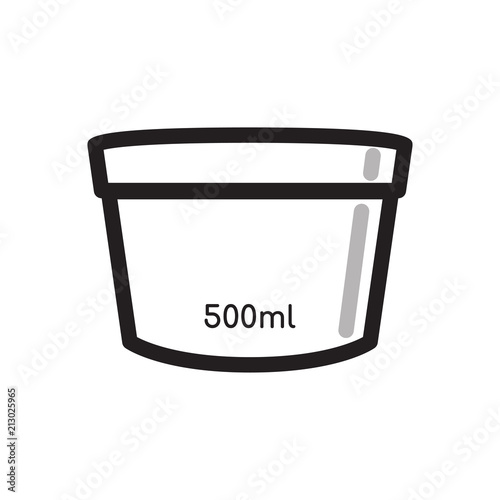 Black and white vector paper cup, bucket for ice cream. For menu cafe takeaway, icons for cafe, app, packaging. photo