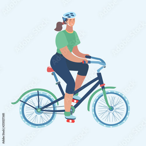 Young woman on bicycle.