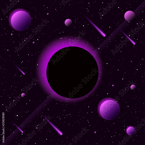 Planets in outer space. Abstract imaginary planets for design card, scientific conference invitation, school education wallpaper, t shirt, bag print, modern workshop advertising, shop sale poster etc.