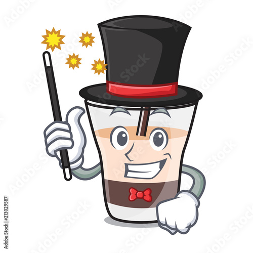 Magician white russian mascot cartoon
