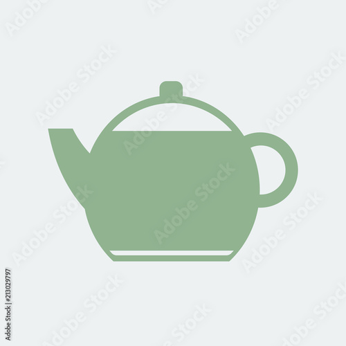Green plain teapot icon illustration