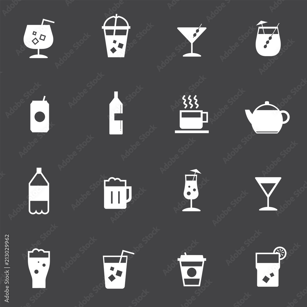 Refreshing drinks icons collection illustration Refreshing drinks icons collection illustration