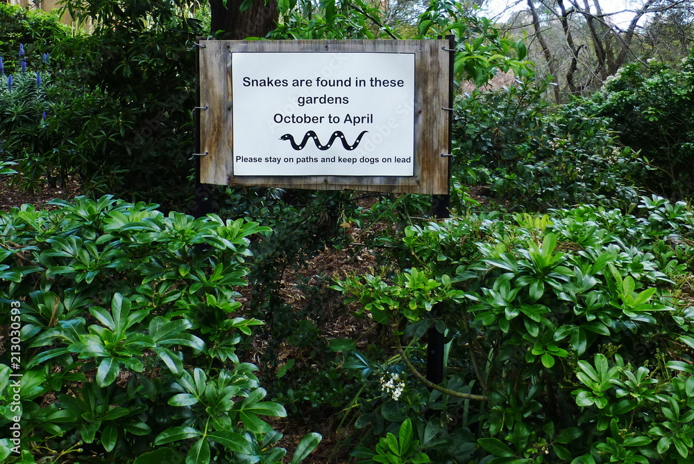 Snake Warning Sign at a Park