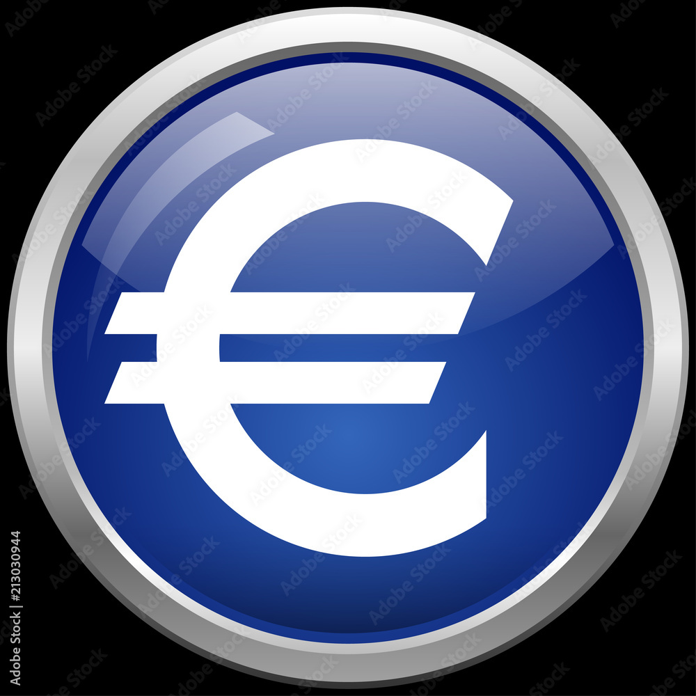 Euro glass button vector illustration