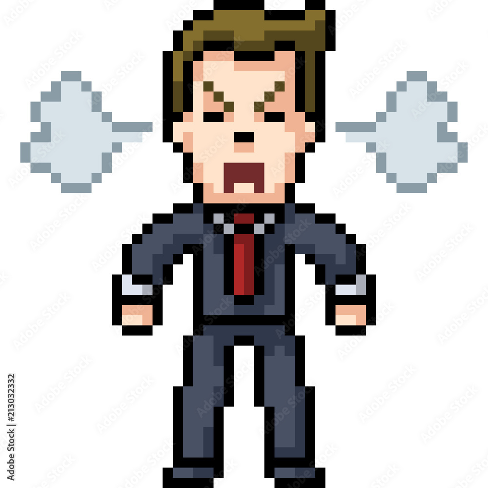 Obraz premium vector pixel art man angry