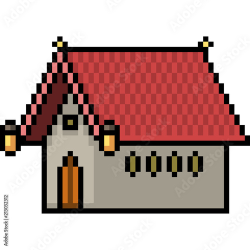 vector pixel art thai hut