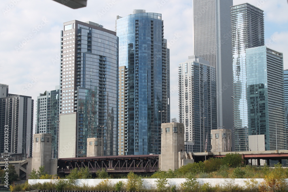 Fototapeta premium Building view, skyline, from river