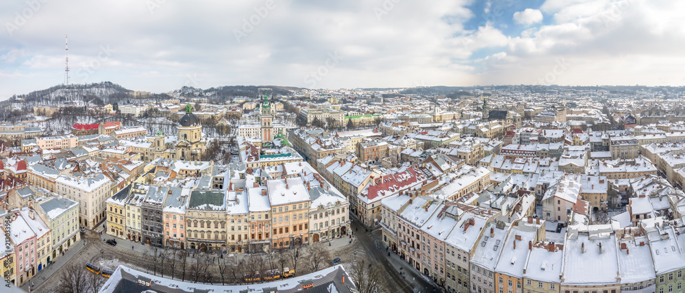 View of winter Lviv
