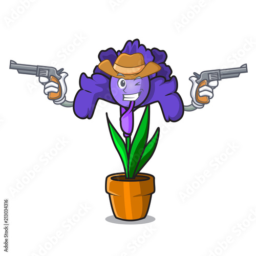 Cowboy iris flower character cartoon