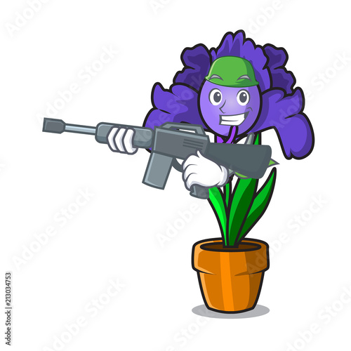 Army iris flower character cartoon photo