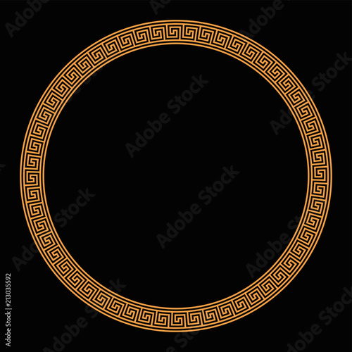 Fotografie Ring with seamless meander patterns on black background