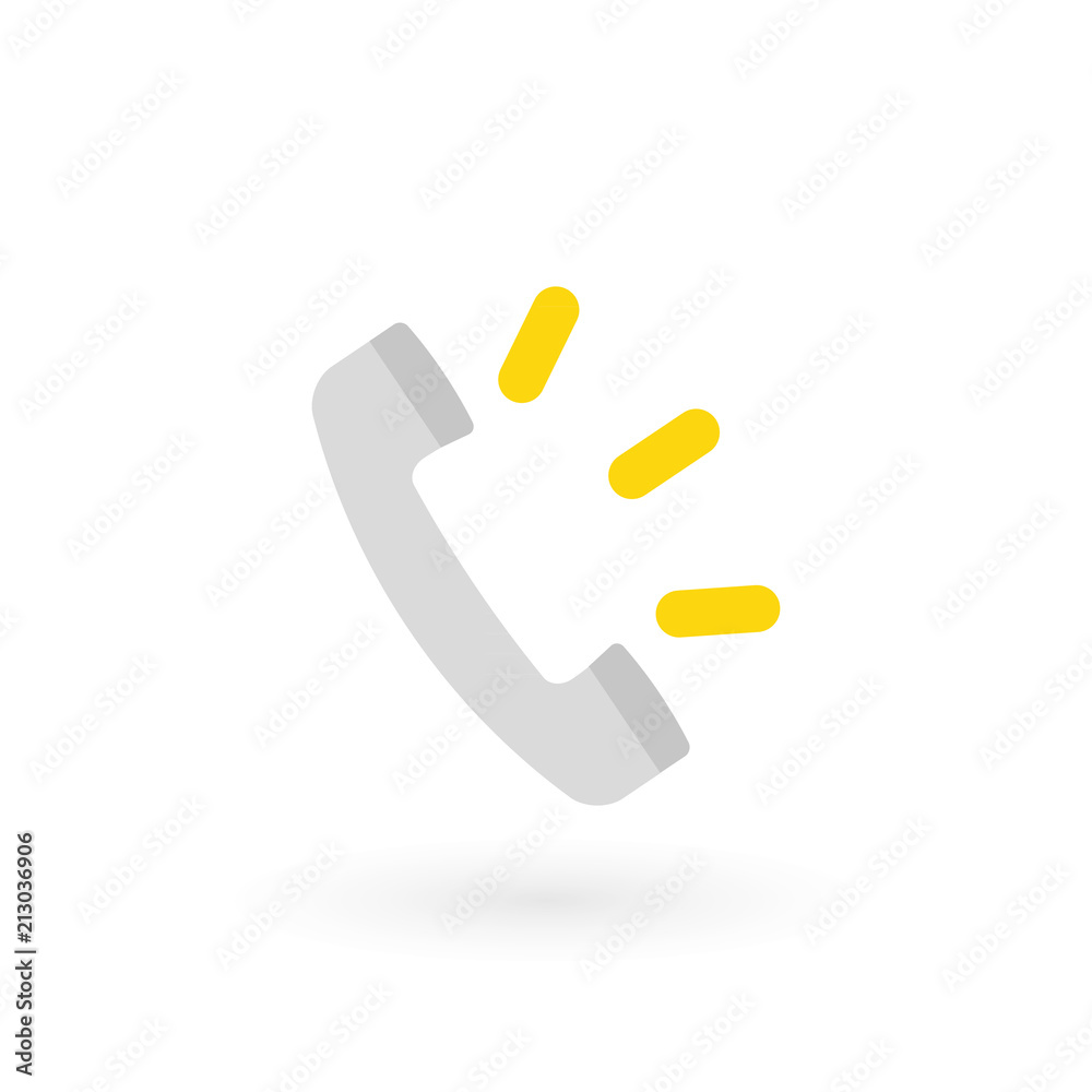 Retro telephone receiver icon isolated. Handset symbol. Ring sign. Vector illustration, flat design