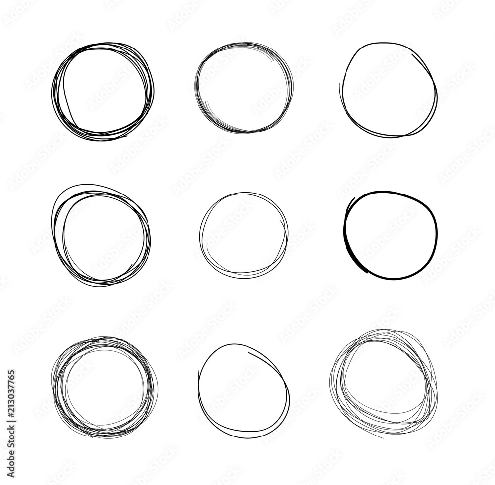Vector Scribble Circles, Freehand Drawings Isolated on White Background, Black. Vector Scribble Circles, Freehand Drawings Isolated on White Background, Black.