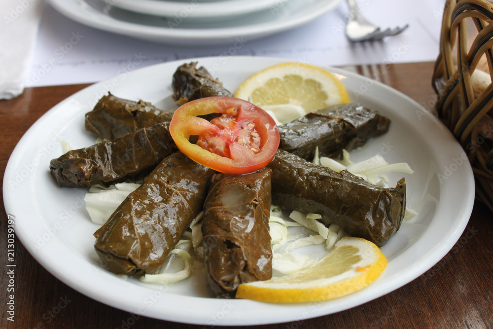 Sarma - Rice and mint wrapped in grape vine leaves