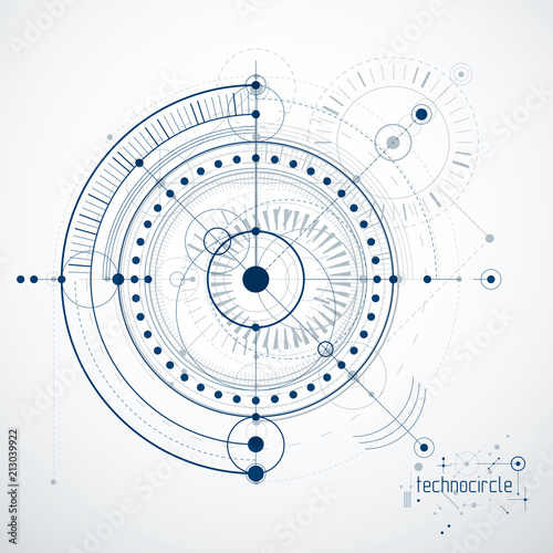 Mechanical engineering technology vector abstract background, cybernetic abstraction with innovative industrial schemes.