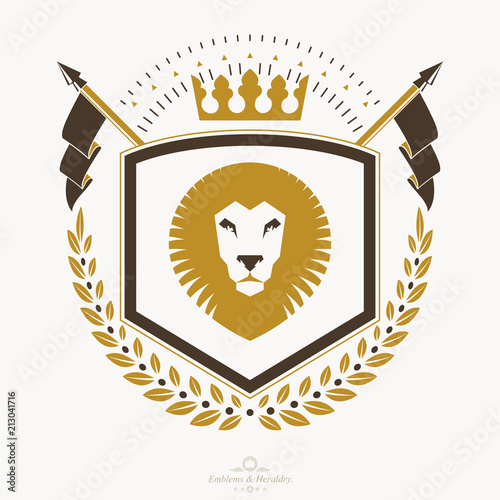 Fototapeta Naklejka Na Ścianę i Meble -  Luxury heraldic vector emblem template. Vector blazon.
