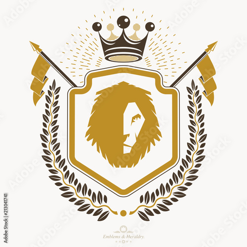 Fototapeta Naklejka Na Ścianę i Meble -  Luxury heraldic vector emblem template. Vector blazon.