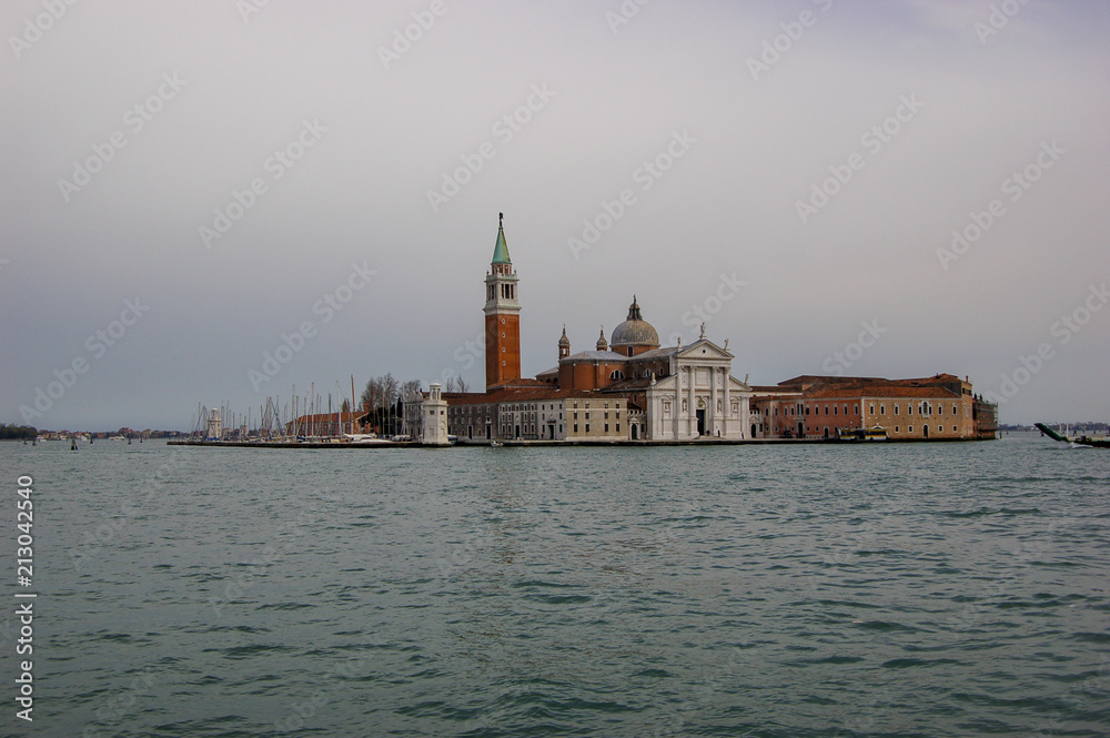 Classic view across the water towards Church of San Giorgio Maggiore, Venice, Italy