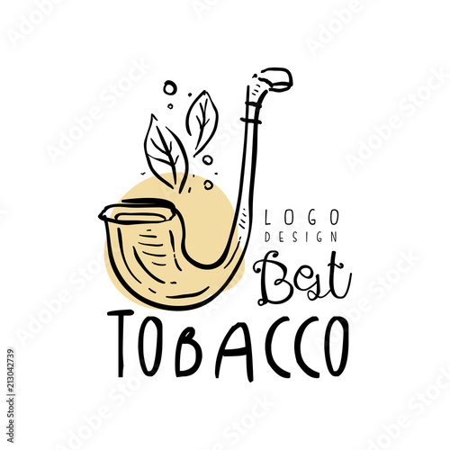 Best tobacco logo design, emblem can be used for smoke shop, gentlemens club and tobacco products hand drawn vector Illustration on a white background