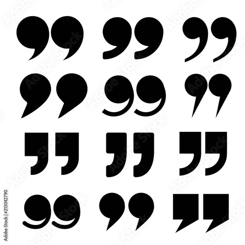 Quote mark icon vector set, collection photo