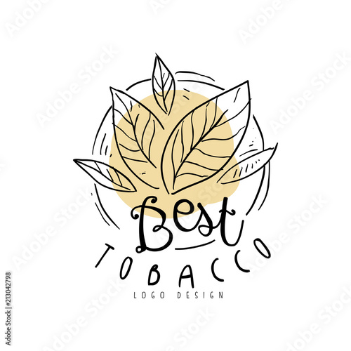 Best tobacco logo, hand drawn design element can be used for smoke shop, gentlemens club and tobacco products vector Illustration
