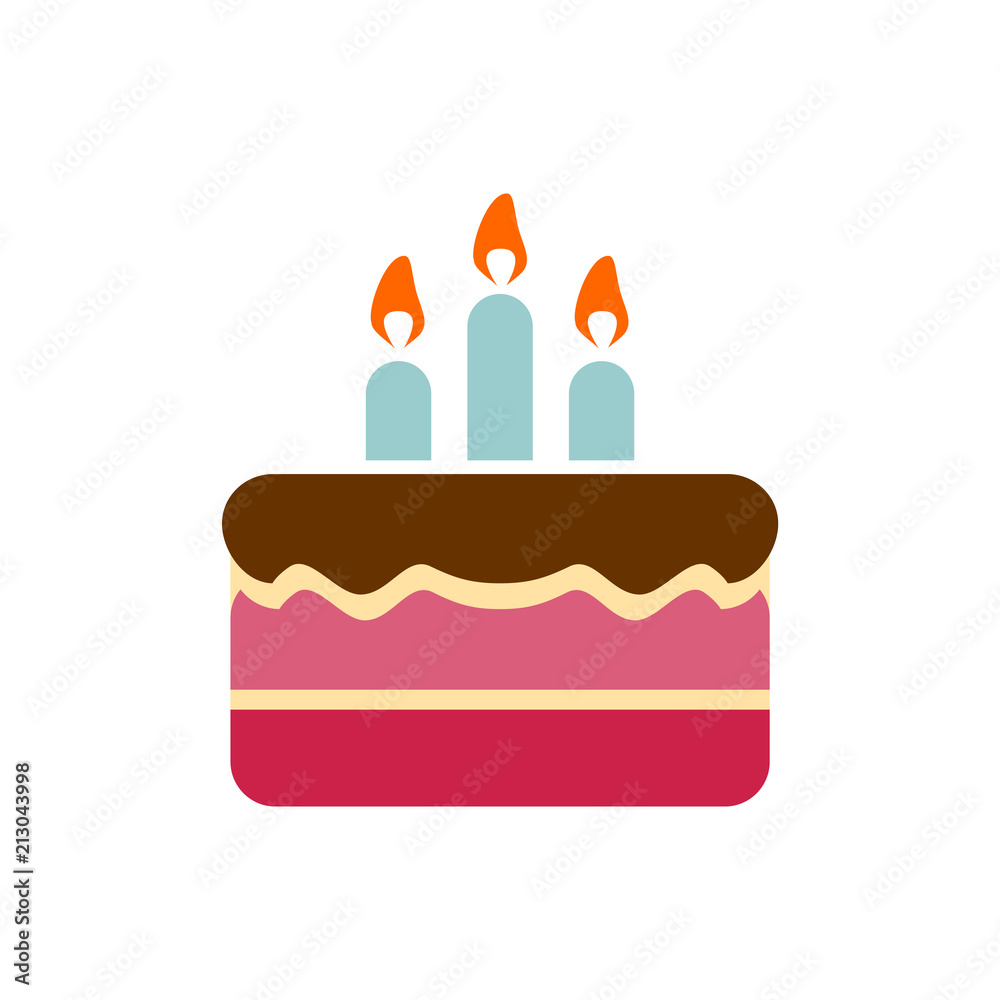 Birthday cake icon simple flat style illustration image