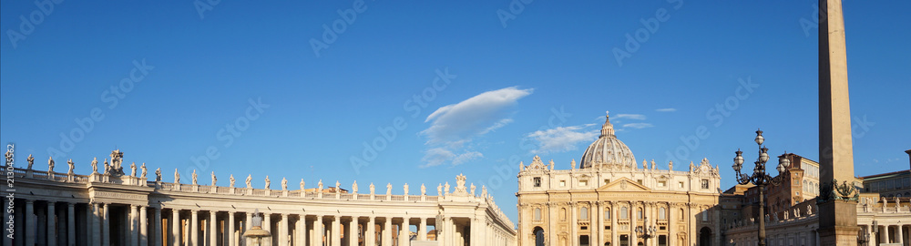 Panoramic view of St Peter's basilica in Vatican City, Rome, Italy