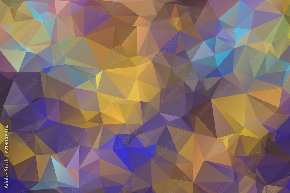 Colorful abstract background from triangles, blue and yellow gradient color