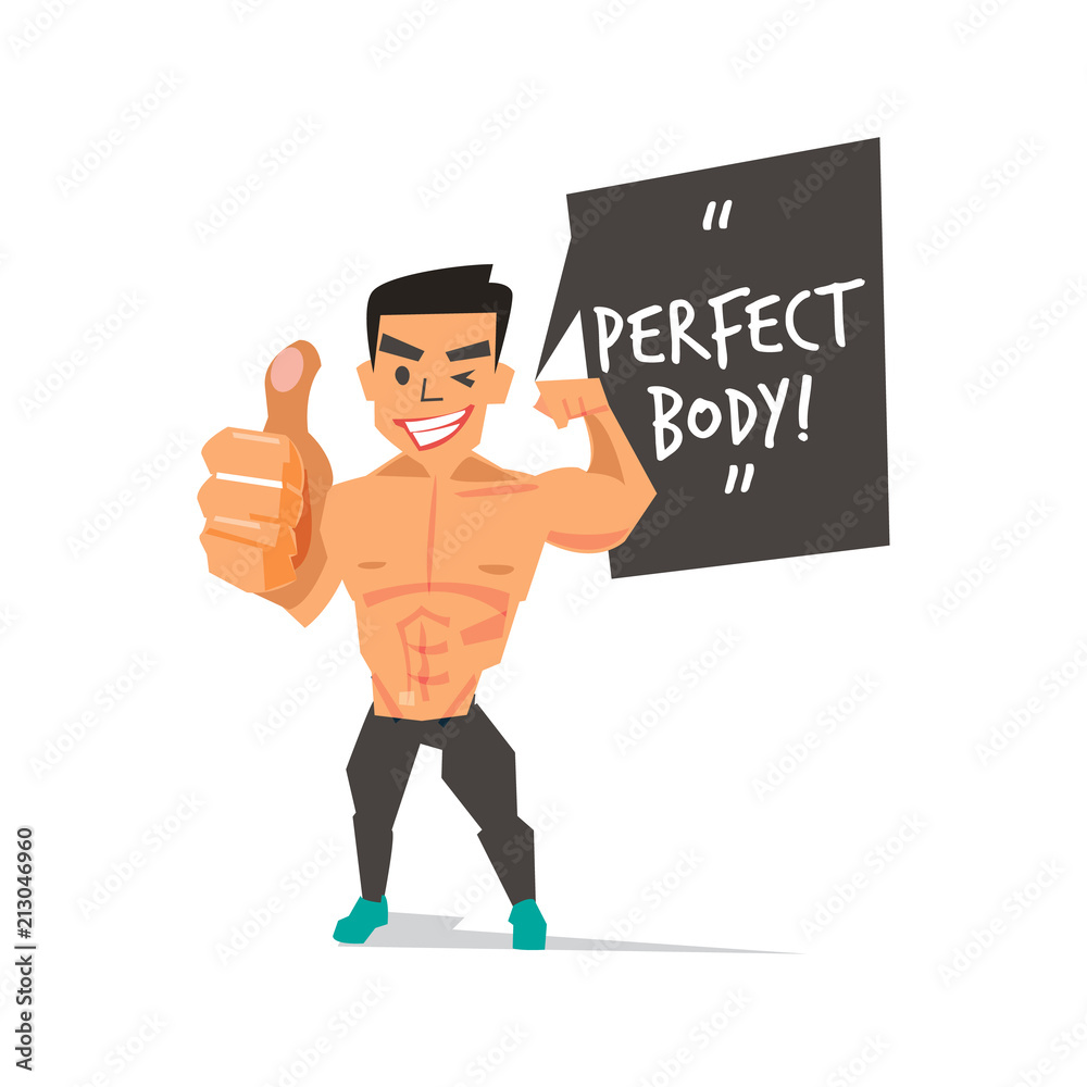 muscleman showing thumb up with muscleman showing thumb up with