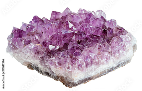 Amethyst natural semiprecious stone isolated on white background