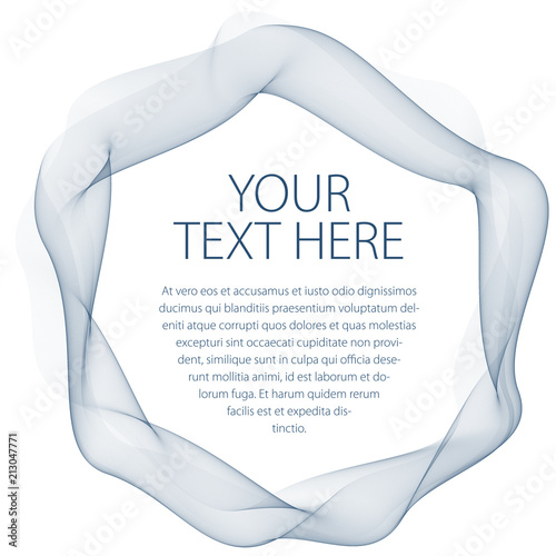Flowing smooth linear frame in a shape of circle. Vector abstract artistic beautiful background with copy space for text.  Isolated over white background.