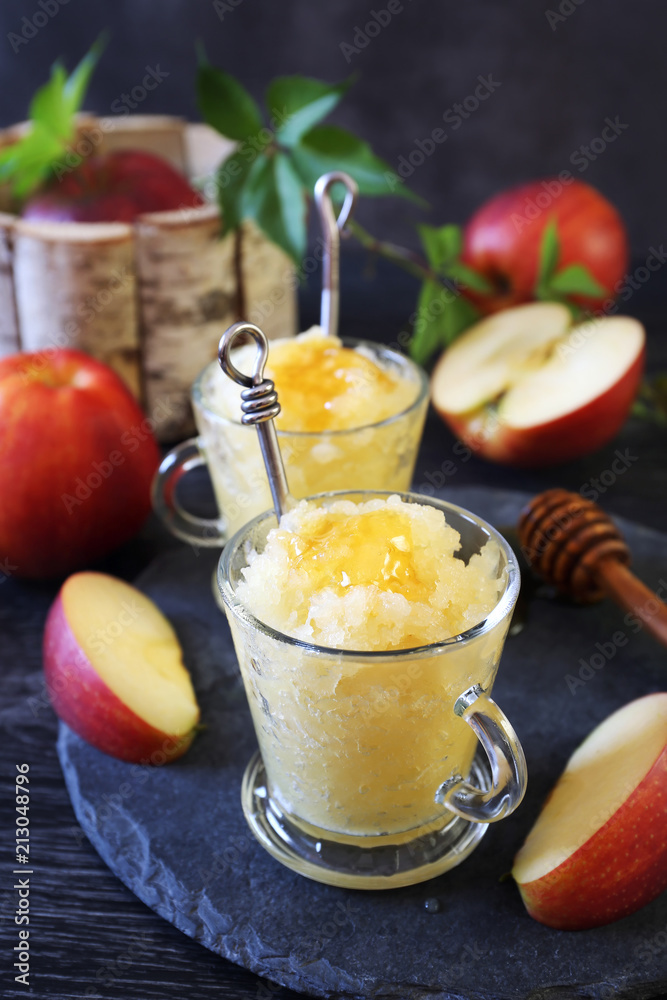 Apple granita with honey, frozen summer dessert Apple granita with honey, frozen summer dessert