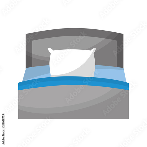 wooden bed pillow and blanket front view