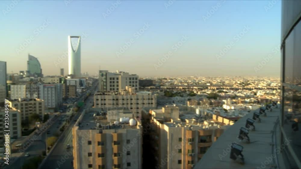 A pan showing the capital city of Riyadh in the Kingdom of Saudi Arabia ...