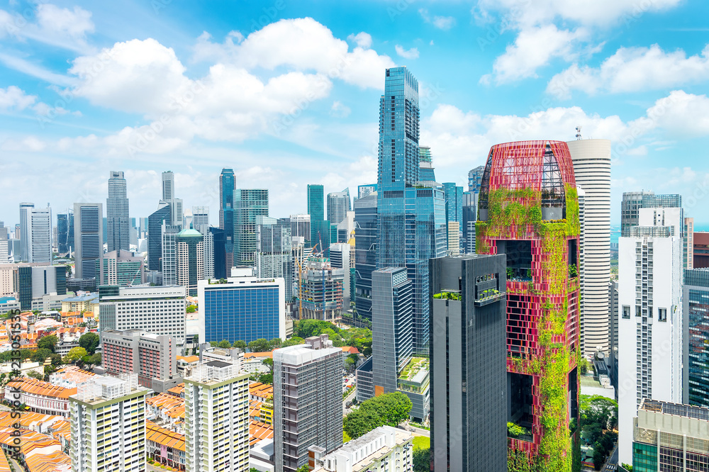 Aerial cityscape of Singapore metropolis