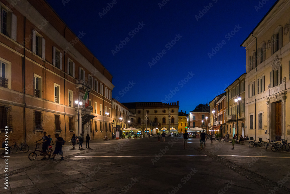 Main square of Ravenna in the evening, Emilia Romagna, Italy
