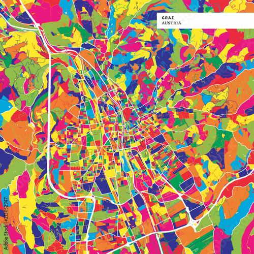 Colorful map of Graz, Austria