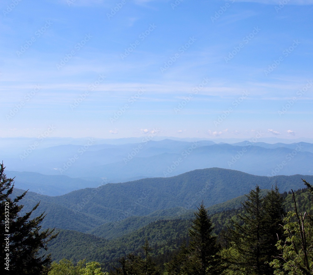 The beautiful mountain peaks of the smoky mountains.