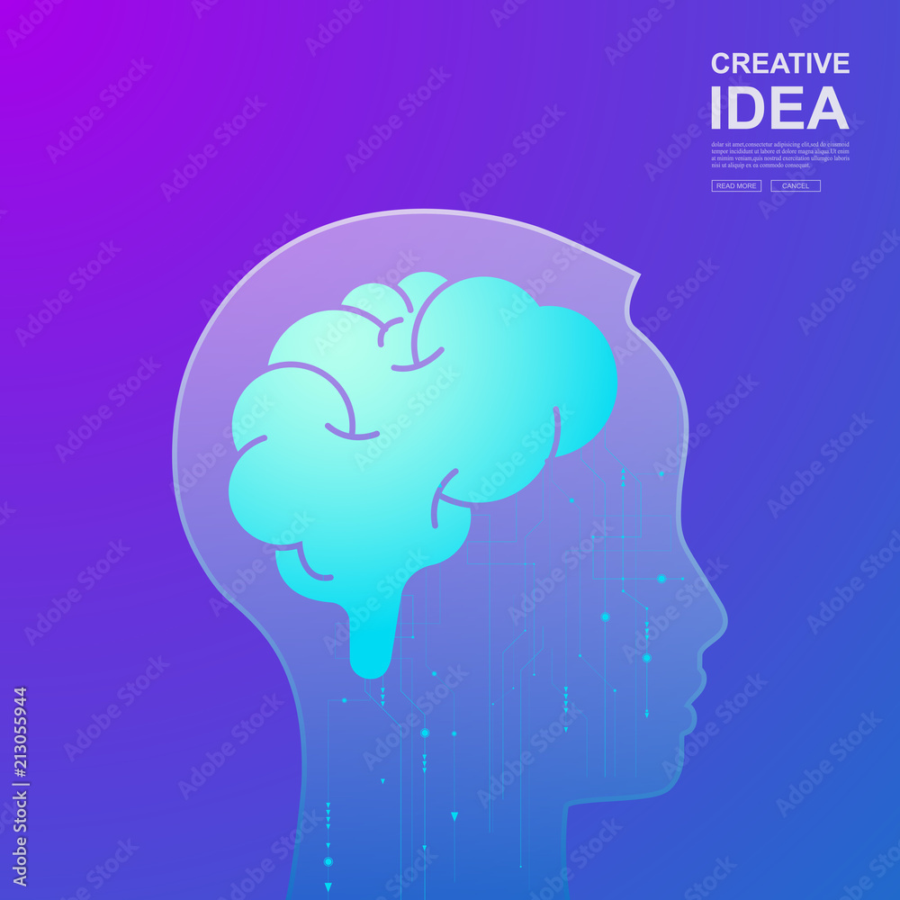 Creative ideas concept.The brain represents initiation.