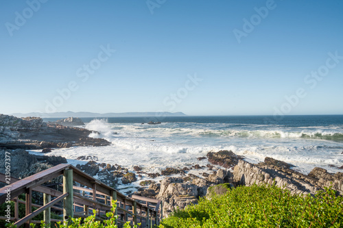 Hermanus coast, huge waves, path, South Africa