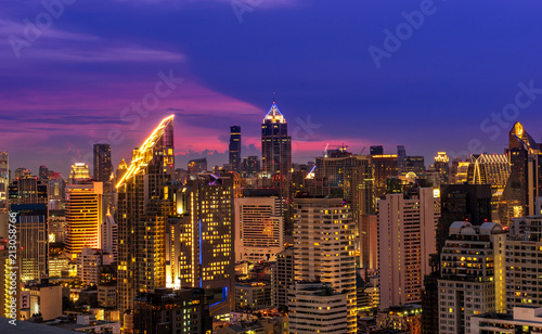 scenic of night urban cityscape skyline