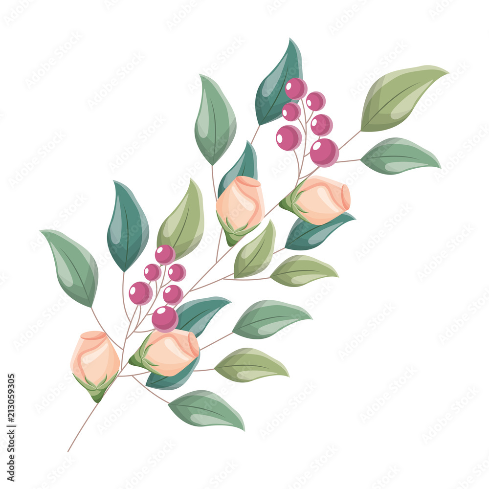 Obraz premium decorative branch flowers berries leaves decoration