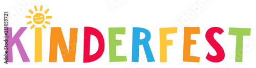 Kinderfest - Fröhlich bunte Buchstaben mit Sonne als i Punkt