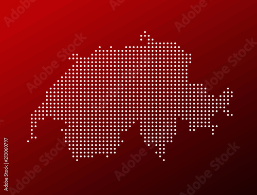 Switzerland white dotted map on red background vector