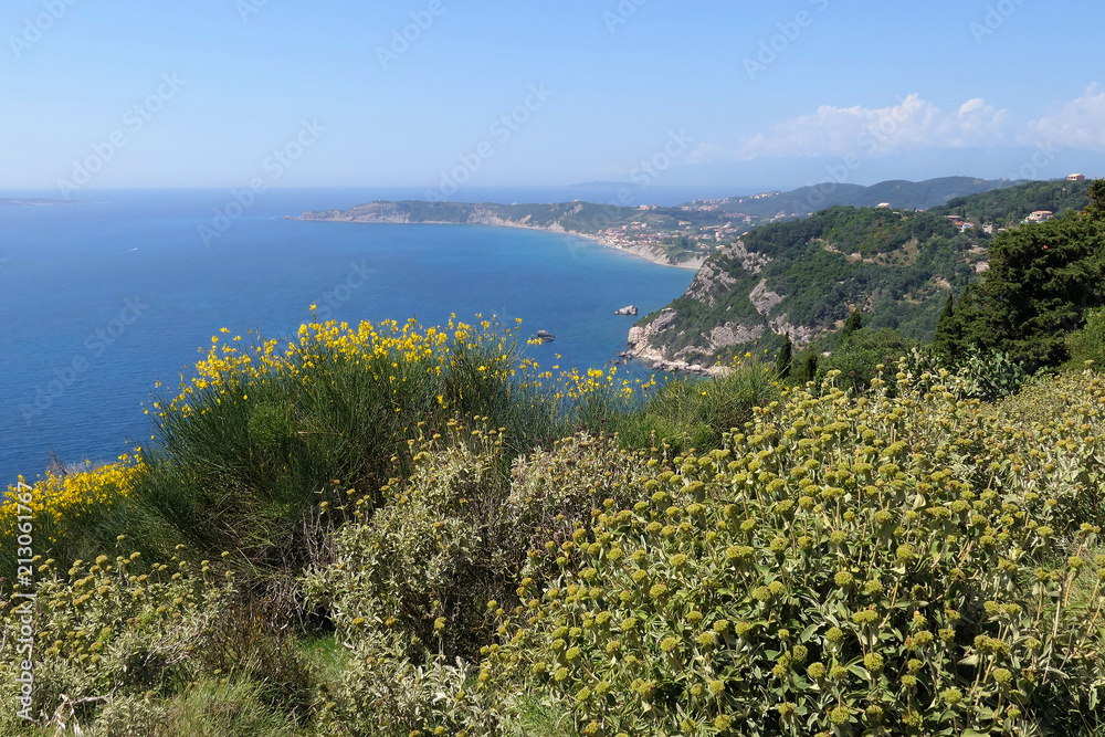 coastline from village Afionas at Corfu Island (Greece) towards Arillas.