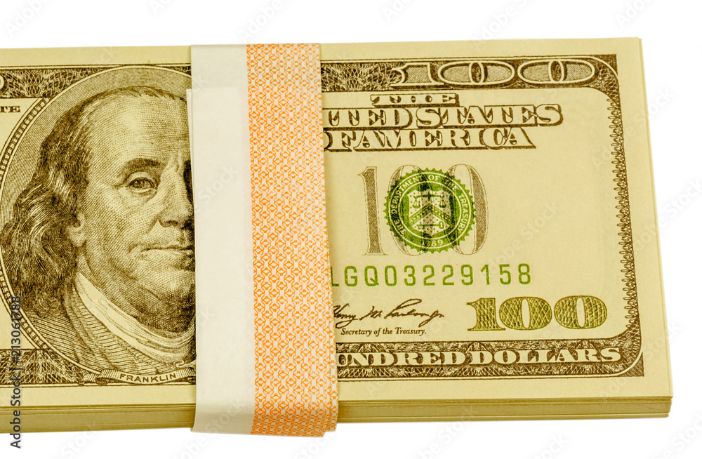 liasse de billets verts de 100 dollars américains Stock Photo Adobe Stock