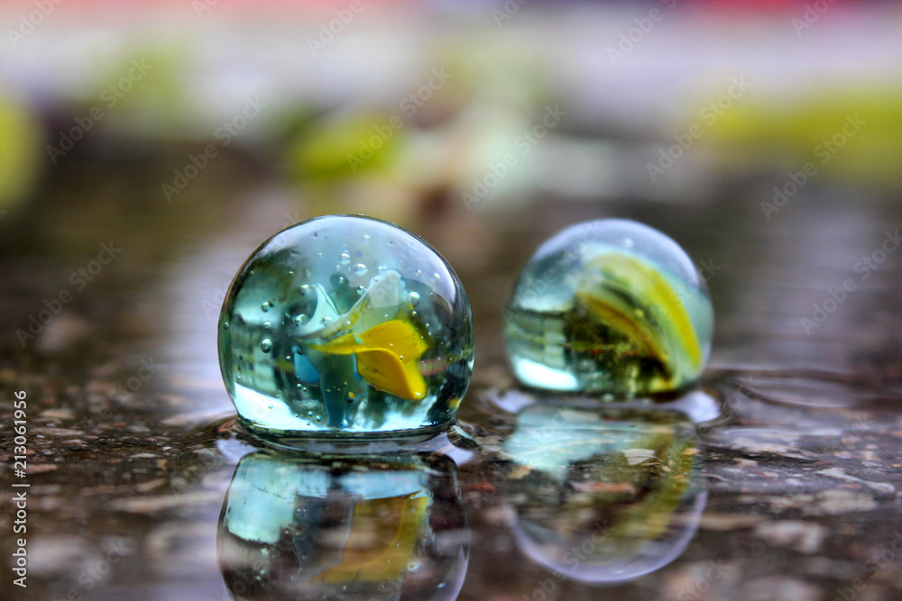 Marbles in water