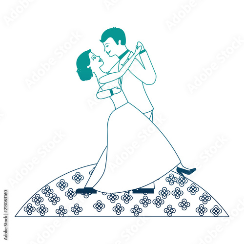 married couple in garden dancing isolated icon