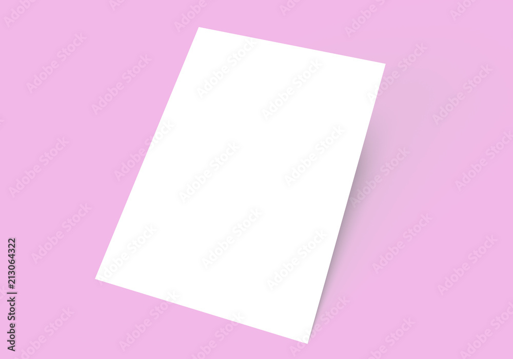 Blank A4 paper template on pink of background.