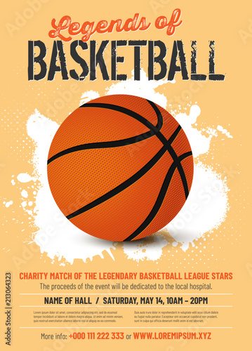 Basketball match poster template in retro style